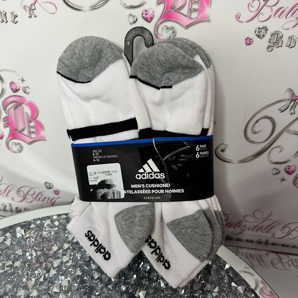 Adidas socks cushioned white grey black men’s 6-12 size brand new in package - Picture 1 of 6